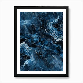 Dark Blue Marble Texture, Seamless Art Print