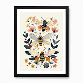 Colourful Insect Illustration Bee 4 Art Print