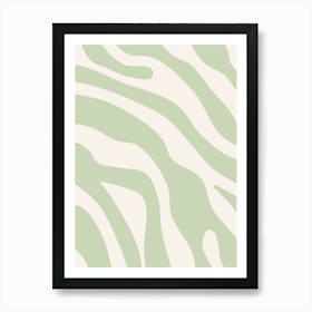 Pastel Green Retro Lines Art Print