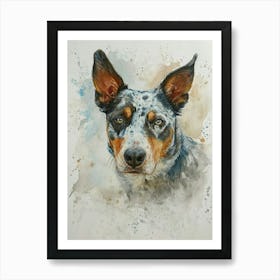 Australian Shepherd Dog Watercolor Painting 4 Art Print