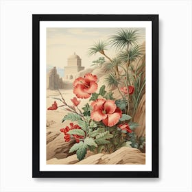 Chinese Hibiscus Flower Victorian Style 3 Art Print