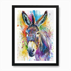 Donkey Colourful Watercolour 4 Art Print