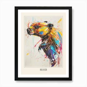 Beaver Colourful Watercolour 2 Poster Art Print