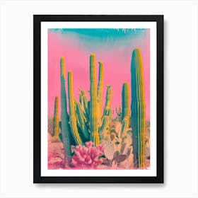 Retro Cactus Wonderland 1 Art Print