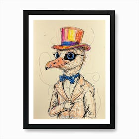 Ostrich In Top Hat 4 Art Print