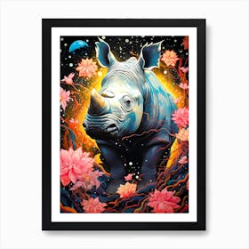 Rhino In Space Art Print