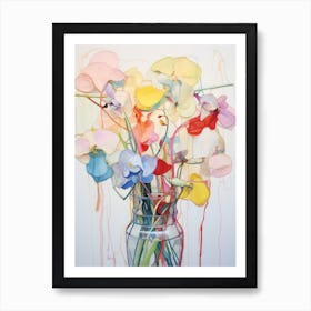 Abstract Flower Painting Sweet Pea 2 Art Print