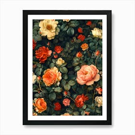 Roses Wallpaper Inspired By William Morris Art Print