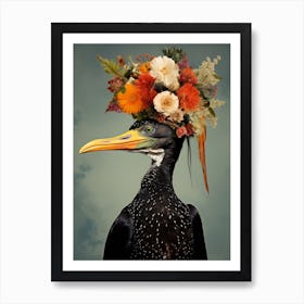 Bird With A Flower Crown Cormorant 4 Art Print