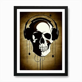 Skull With Headphones 106 Art Print