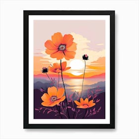 Sunset Flowers 5 Art Print