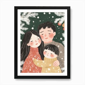 Christmas Family Love Hug. Nursery Art Print