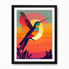 Hummingbird At Sunset Bold Graphic Art Print