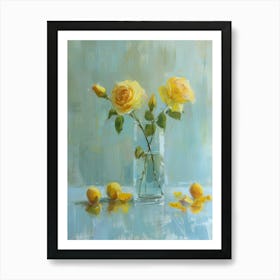 Yellow Roses In A Vase 3 Art Print