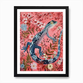 Floral Animal Painting Gecko 3 Art Print