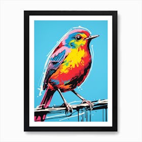 Andy Warhol Style Bird Robin 4 Art Print
