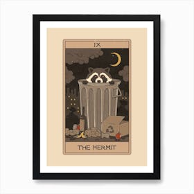 The Hermit   Raccoons Tarot Art Print
