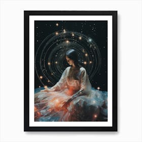Cosmic surrealism portrait of a woman Art Print