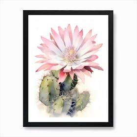 Gymnocalycium Cactus Watercolour Drawing 3 Art Print