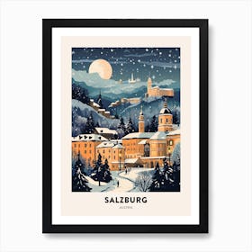 Winter Night  Travel Poster Salzburg Austria 4 Art Print