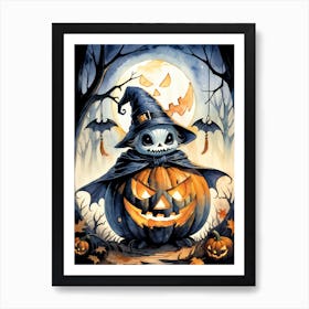 Cute Jack O Lantern Halloween Painting (8) Art Print
