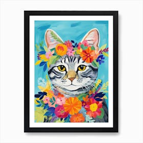 American Shorthair Cat With A Flower Crown Painting Matisse Style 4 Art Print