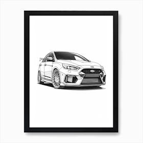 Ford Focus Rs Line Drawing 4 Art Print