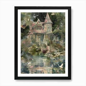 Monet Pond Fairies Scrapbook Collage 6 Art Print