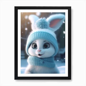 Winter snowflakes and a super cute baby bunny. 1 Art Print