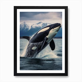 Icy Mountain Realistic Photography Orca Whale3 Art Print