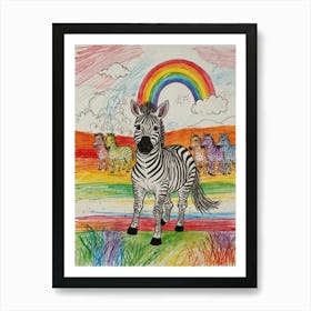 Rainbow Zebra 13 Art Print