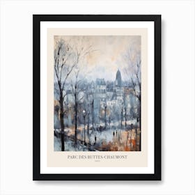 Winter City Park Poster Parc Des Buttes Chaumont Paris France 3 Art Print