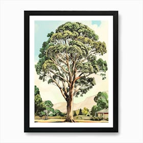 Eucalyptus Tree Storybook Illustration 4 Art Print