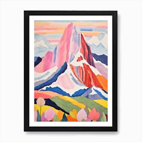 Mount Saint Elias Canada 1 Colourful Mountain Illustration Art Print