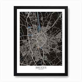 Bruges Black Blue Art Print