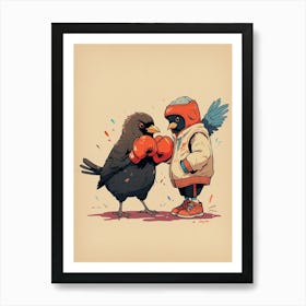 Boxing Birds Art Print