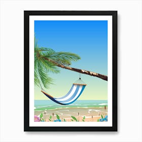 Hammock On The Beach Art Print