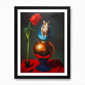 Amaryllis With A Cat 2 Dali Surrealism Style Art Print