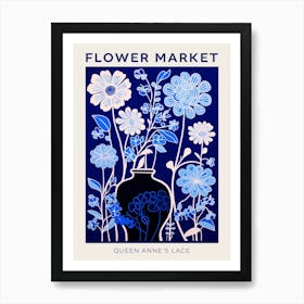 Blue Flower Market Poster Queen Annes Lace 5 Art Print