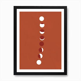 Lunar Eclipse Moon Phase Terracotta Art Print