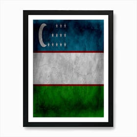 Uzbekistan Flag Texture Art Print