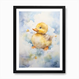 Duckling In The Clouds Watercolour 2 Art Print
