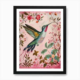 Floral Animal Painting Hummingbird 2 Art Print