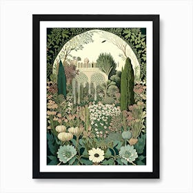 Garden of Alhambra Spain Vintage Botanical Art Print