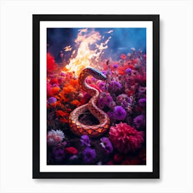 Floral blaze serpent Art Print