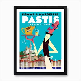 Marseille Pastis Poster Blue Art Print