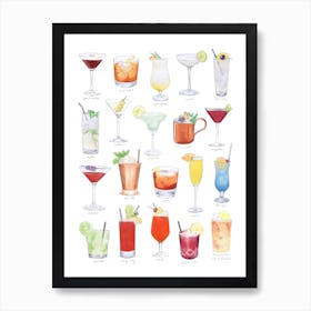 Cocktails Colourful Art Print