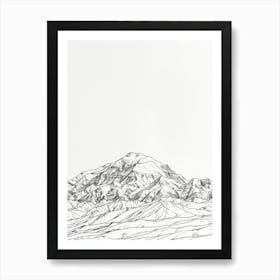 Mount Olympus Greece Line Drawing 4 Art Print