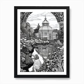 Drawing Of A Dog In Gothenburg Botanical Garden, Sweden In The Style Of Black And White Colouring Pages Line Art 04 Art Print