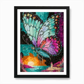 Butterfly At Sunset Art Print